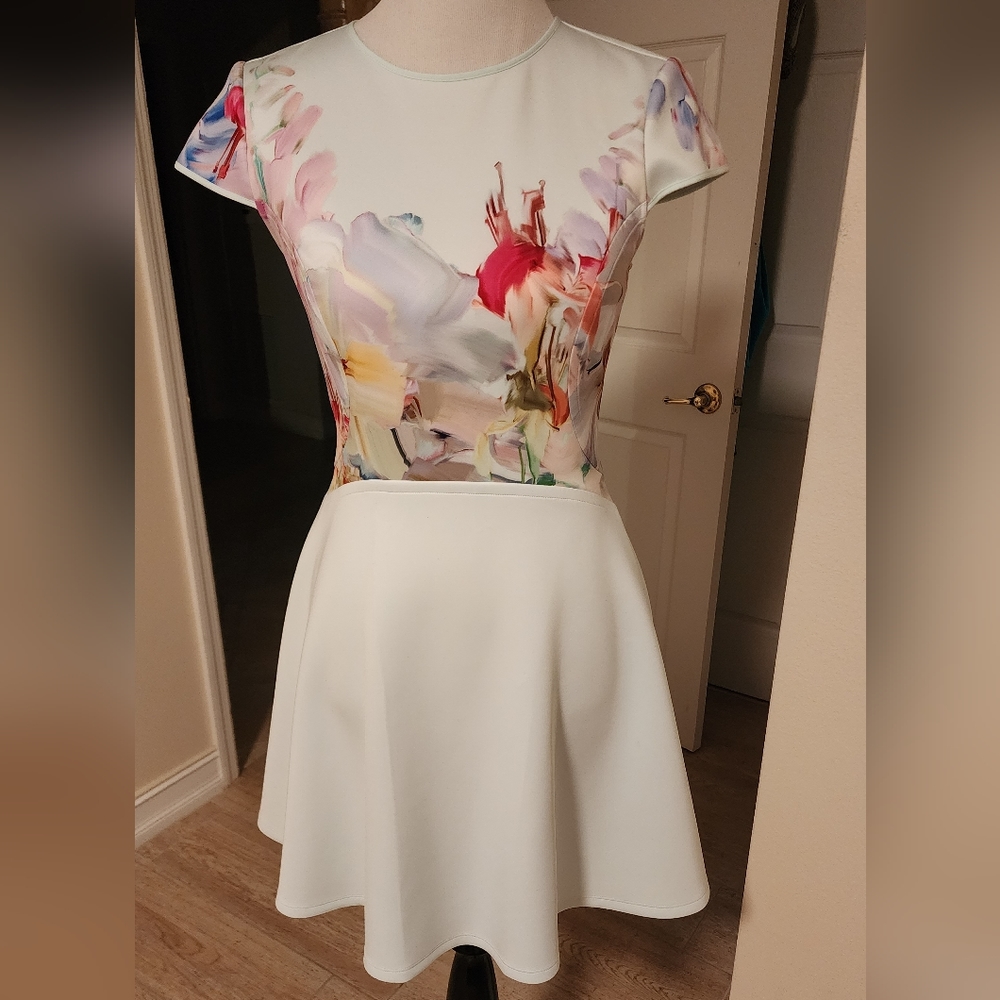 TED BAKER LONDON -Baker Rivana Skater Dress in Mint/Floral Size 2